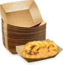 Oomcu 100 Pack 3 lb Heavy Duty Paper Food Trays - Disposable Kraft Brown Paper Boats for Party Snacks, Nachos, Hot Dogs, Tacos & BBQ