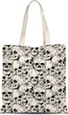 ATHAND Goth Skull Canvas Tote Bag with Zipper Inner Pocket,Halloween Reusable Shopping Beach Travel Grocery Bag for Women
