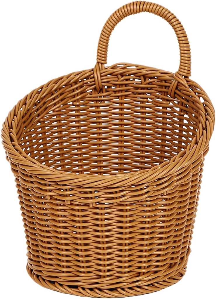 Small Hanging Wicker Basket,Fruit Basket for Kitchen,Hanging for Organizing,Kitchen Wall for Bread Onion Garlic Fruit Vegetable and Storage
