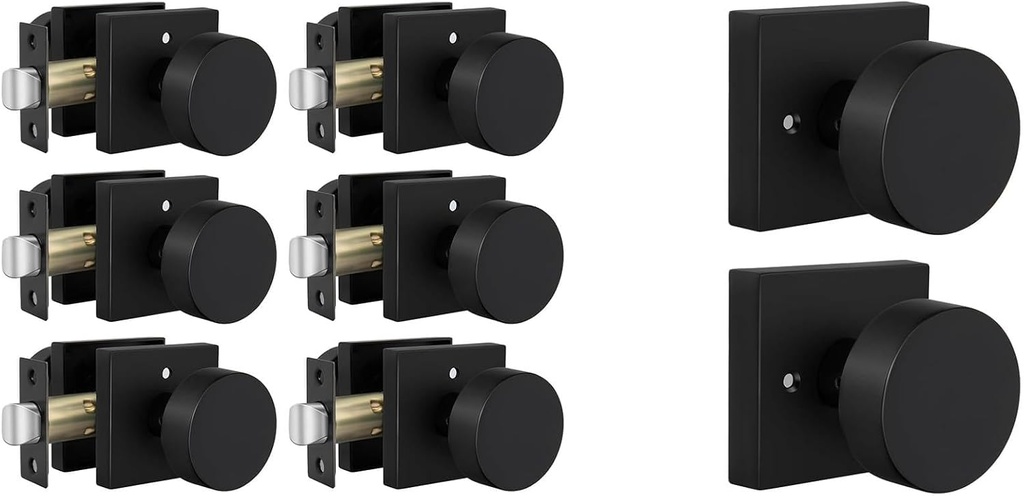 goldenwarm7 Pack Black Privacy Dummy Door Knobs