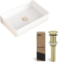 KES Bathroom Vessel Sink 20 Inch Above Counter Bathroom Pop Up Drain Assembly Stopper Brushed Gold, BVS123S50+S2008D-BZ