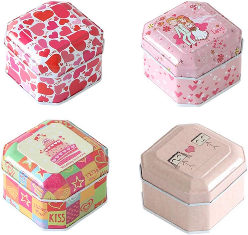 JKLcom Candy Tins Jars Metal Tin with Lid Empty Metal Storage Tin Cans Jars Containers,for Gift Giving Candles Making Candy Cookie DIY Cosmetics Ointment,Octagon Shape,4 Pack