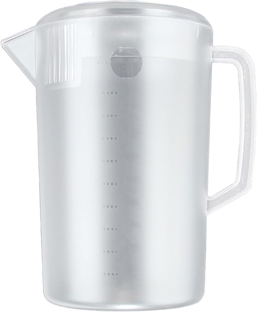 Plastic Pitcher with Lid, 3.5L/5L Frosted Water Jugs Cold Water Kettle for Ice Tea Juice Drink Beer Coffee Lemonade(5000ml-Transparent)