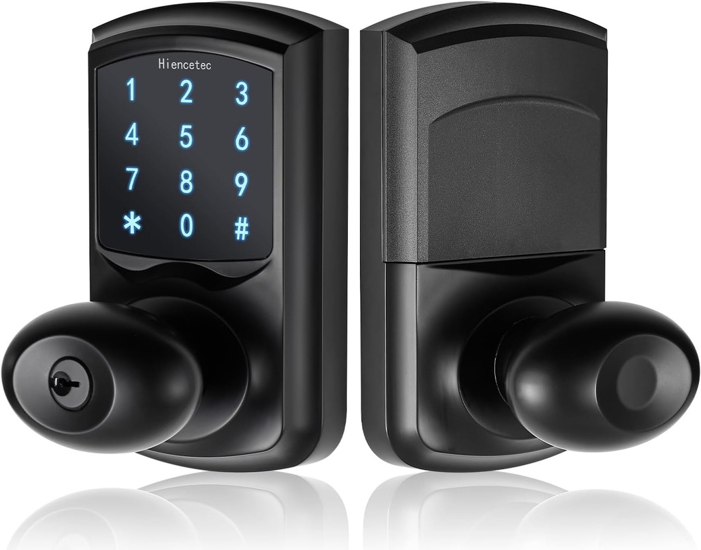 Smart Keypad Door Knob with Passage Mode, Keyless Entry Door Lock, Smart Door Lock with Large Panel, HD Digital Backlight, 99 Groups Password, Key, Electronic Door Knob, Digital Door Knob, Zinc Metal