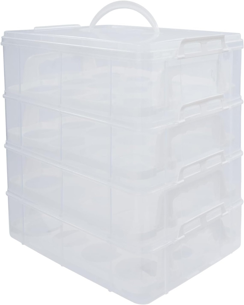 4-Tiers Cupcake Carrier, Cupcake Holder, Cupcake and Brownie Storage Carrier, Stacking Cupcake Storage Container Store up to 48 Cupcakes