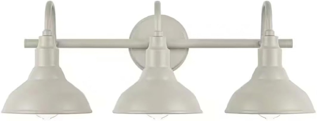 Ceybo 3-Light Bathroom Vanity Light in Gray Finish, Barn Bell Shades, Dimmable and Damp Rated, Farmhouse Style for Mirrors and Hallways