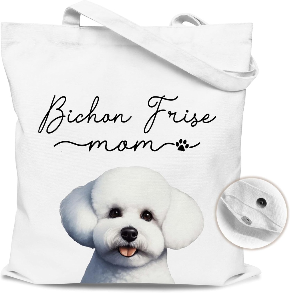 Dog Mom Canvas Tote Bag with Magnetic Buckle-Dog Lovers Gifts for Birthday, Mother's Day, Christmas.
