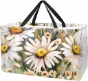 Reusable Grocery Bags for Women Large Watercolor Chamomile Flowers Shopping Tote Bag for Beach Groceries Picnic