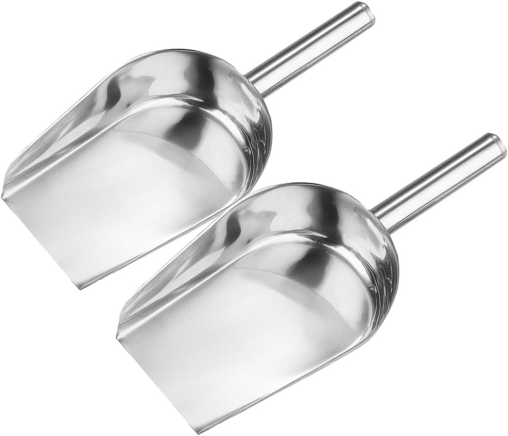 2pcs Stainless Steel Ice Scooper Holder Home Kitchen Grain Scoop for Dry Food