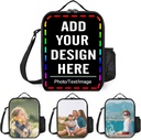 Custom Insulated Lunch Box for Girls Boys, Personalized Insulated Lunch Box with Your Photos Tex, Customized Reusable Lunch Bag Leakproof Cooler Tote Bag for School Office Travel Picnic