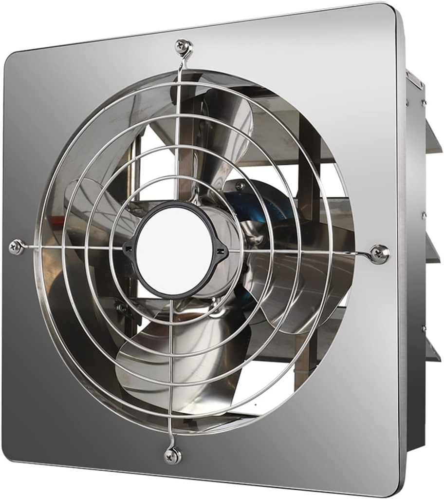 Stainless Steel Adjustable Speed Exhaust Fan, 10/12inch Square Kitchen Exhaust Fan Powerful Fume Extractor, Window Type Ventilation Fan with Switch (Size : 12inch)