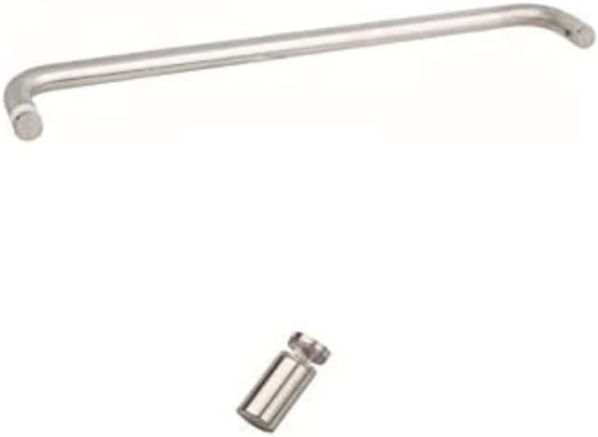 Rockwell Security 24" Mont Hard Single Side Shower Door Towel Bar with Single Side Shower Door Knob in Brushed Nickel Finish for Frameless Heavy Glass Shower Doors