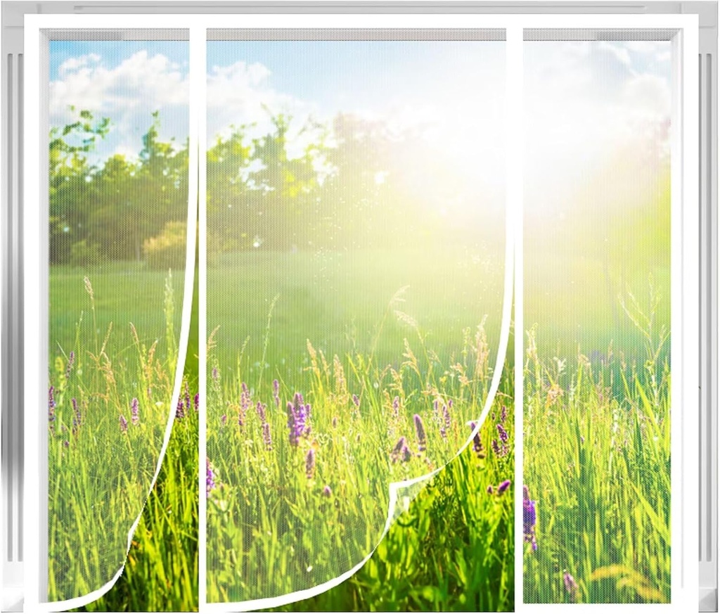 Screen Door 145x230cm Magnetic Screen Mesh Curtain, Magnet Shuts Automatically & Full Frame Magic Tape,White