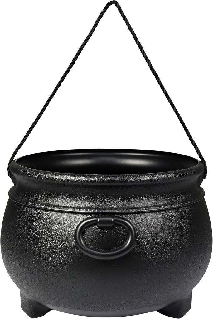 GIFTEXPRESS 12" Black Cauldron - Large Plastic St. Patrick's Day Pot of Gold Coin Party Bucket Decor - Halloween Witch Kettle For Candy, Treats & Punch Bowl