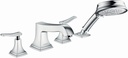 hansgrohe Metropol Classic Classic 2-Handle 18-inch Wide Roman Tub Filler Freestanding Bathtub Faucetand Shower Set in Chrome, 31441001