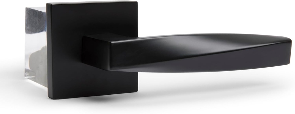 Convex Interior Door Lever, Heavy Duty Door Handle with 28 Degree Latch, Modern Locks, Combined Handle for Bedroom/Bathroom & Hall/Closet, Matte Black (Privacy/Passage - Right Hand)