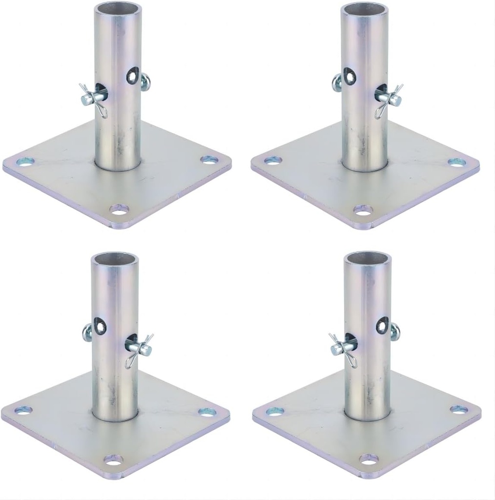 5"x5"x1-5/16"OD Galvanized Scaffold Base Plates Silver 4Pack.