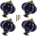 Navy Blue Vintage Ceramic Cabinet Knobs, Dresser Knobs with Mounting Screws 4pcs