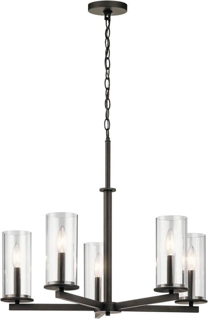 Kichler Crosby 22.25" 5 Light Chandelier Clear Glass Olde Bronze®
