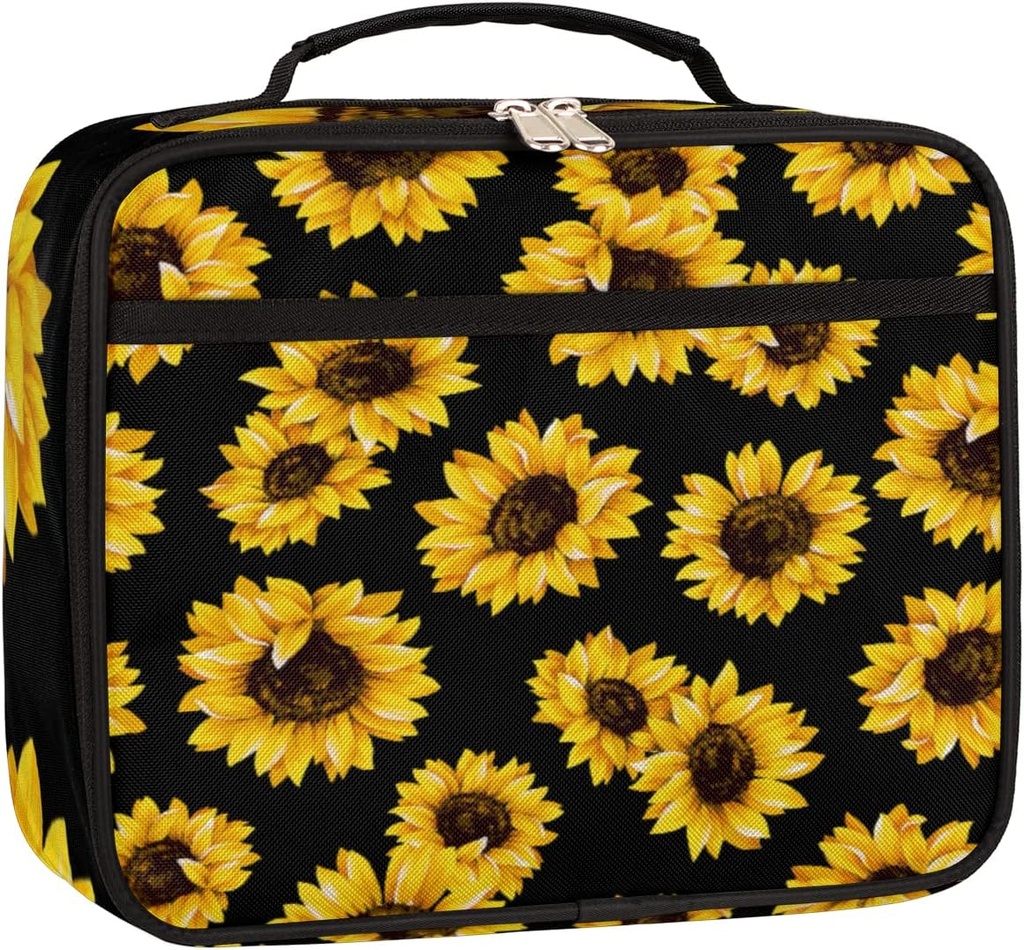 Sunflower Insulated Lunch Bag Flower Kids Lunch Box for Boys Girls Adult, Reusable Back to School Lunch Bag, Leakproof Meal Prep Tote Kit Cooler Bag Lunch Tote Bag for Work Beach Outdoor