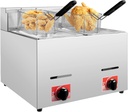 6L Double Cylinder Gas Fryer 2800pa Commercial Deep Fryer Electric Stainless Steel Table Snack Fryer Sliver