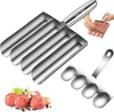 Stainless Steel 4-Cavity Meatball Scoop with Scraper and 9.4-Inch Handle for Fast, Mess-Free Food Shaping