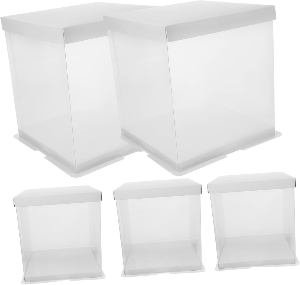 OUNONA 5pcs Box Clear Cake Box Transparent Bakery Packaging for Weddings Birthdays and Celebrations Lightweight Easy to Transport for Cakes and Desserts