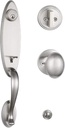 NB_Hardware Single Cylinder Satin Nickel Front Door Handleset Knob Handleset with Polo Door Knob Exterior Door Handle Set with G-Grip - Reversible Right & Left Hand2006SN (Keyed Lockset)