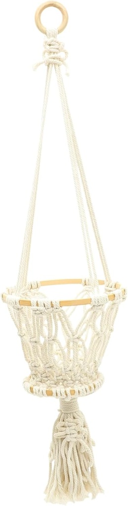 Zerodeko Hand-Knitted Macrame Basket Decorative Wall Hanging Hanging Woven Basket for Kitchen Vegetable Storage