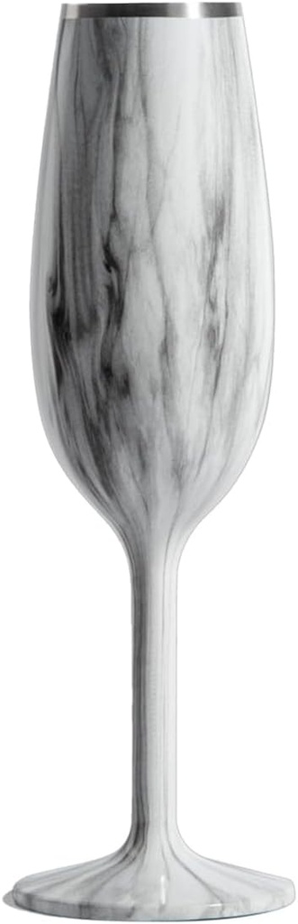 NEWPORT Stemware Collection, Premium Vacuum Insulated Stainless Steel Sparkling Wine & Champagne Flute, Crystal Thin Champagne Glass, Unbreakable & Drinks Stay Cold, Non-Slip Silicon Base, 6oz, Marble