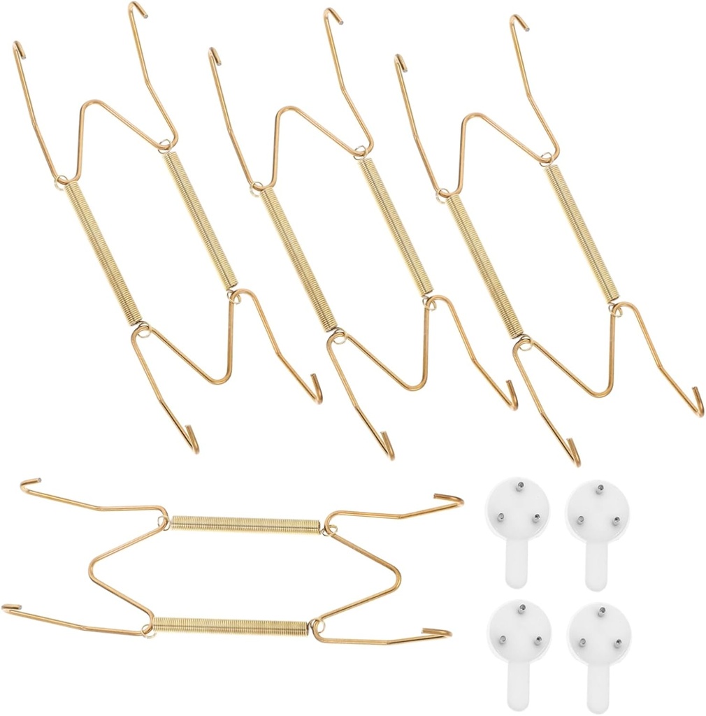 4pcs Metal Spring Hooks Heavy Duty Wall Plate Hangers Invisible Dish Holders for Decorative Plates