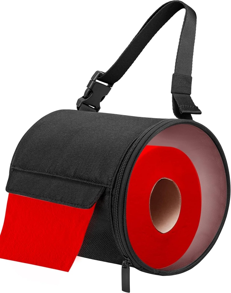 Camping Toilet Paper Holder,Toilet Paper Dispenser Waterproof Bathroom Containers Cat Proof Roll Paper Case Cover Foldable Bag with Adjustable Shoulder Straps for Car Bathroom Camping (Black)