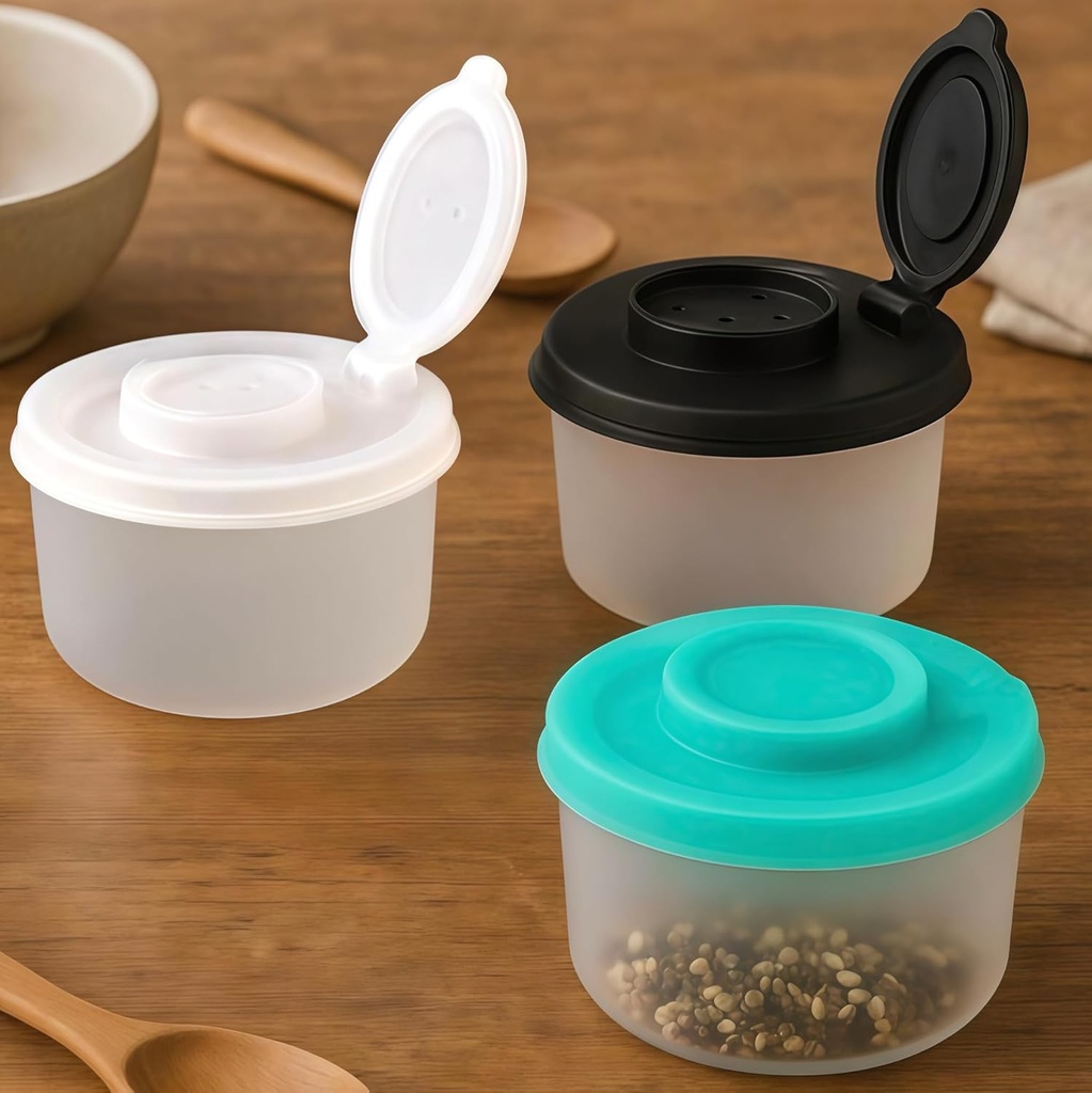 3 PCS Ttravel Salt and Pepper Shakers Small Mini Travel Salt Shaker, 3 Colours Moisture Proof Travel Spice Containers Outdoors Kitchen Lunch Boxes PP Travel Spice Set Clear Airtight Dispenser