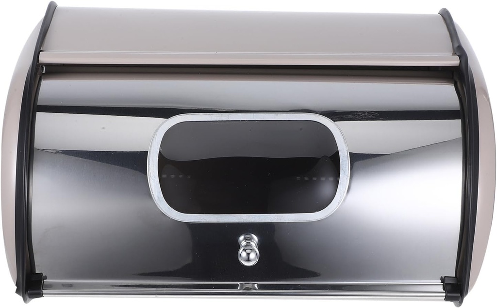 ABOOFAN Stainless Steel Bread Box with Window Modern Countertop Bread Storage Container for Kitchen Stylish Design and Organized Mirror Finish
