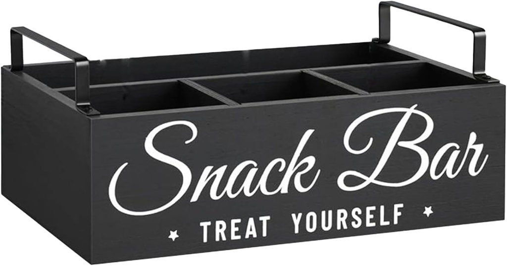 Coffee Station Organizer,Wooden Snack Bar Accessories Organizer for Counter,Farmhouse Coffee Pod Holder Storage Basket with Handle