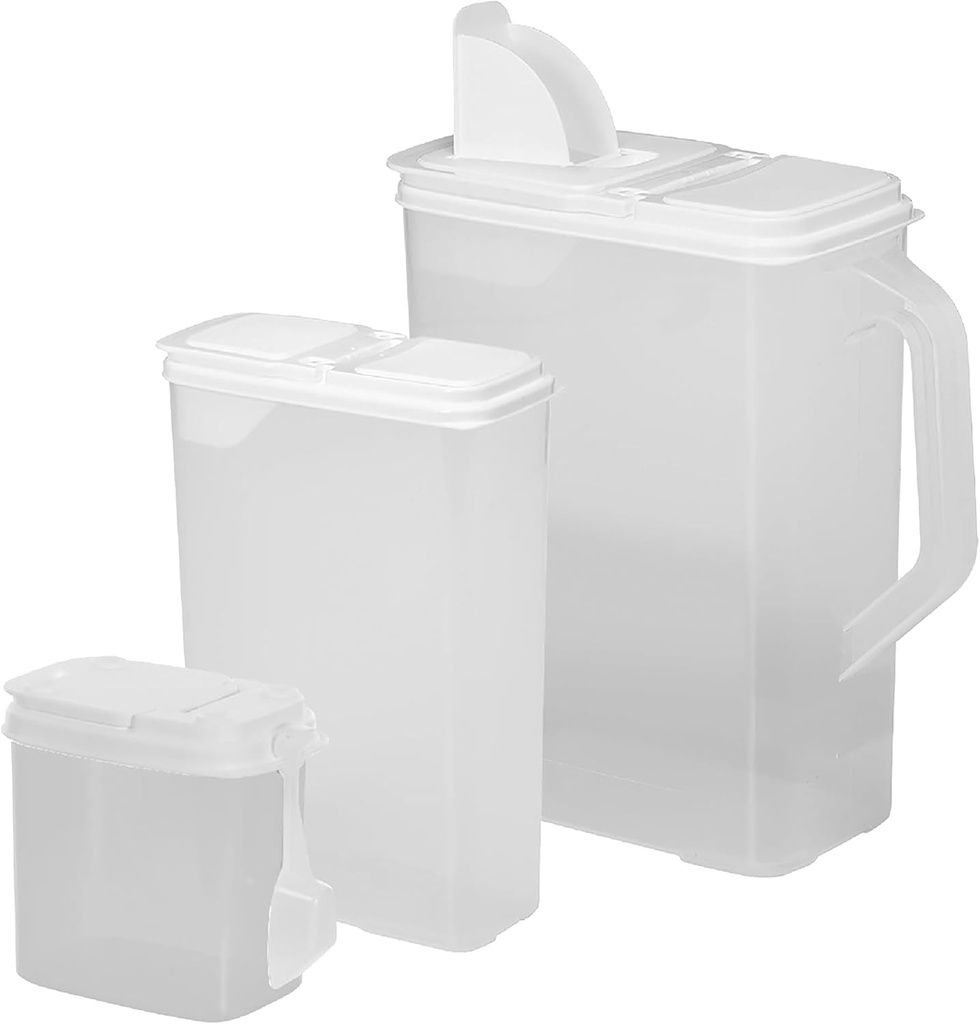 Buddeez Cereal Buddy Food Storage Dispenser - Multi-Size, BPA Free Plastic Containers with EZ Grip Handle, Scoop, and EZ Pour Spout, 8 QT, Set of 3.