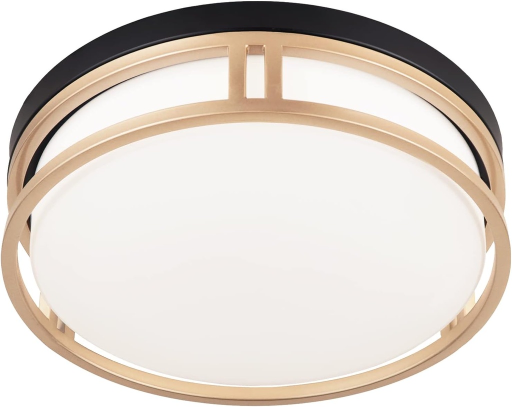 12.5 Inch LED Flush Mount Ceiling Light Fixture, 26W, Super Bright 1700 Lumens, 3 Color 3000K/4000K/5000K, Dimmable Ceiling Lamp for Bedroom Hallway Bathroom Kitchen (Black Gold)