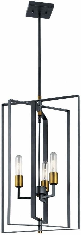 Kichler Taubert 26.25" 3 Light Foyer Pendant with Black and Natural Brass Accents