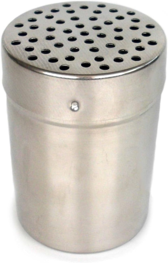 12oz Stainless Steel Powder/Spice Shaker Dispenser with Smart Cap-Lock - 350ml Chili/Oregano Shaker Duster Dredger (Holes Ø 4 mm)