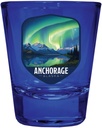 R and R Imports Anchorage Alaska Aurora Borealis Design Souvenir Full Color 2oz Shot Glass Blue 2-Pack