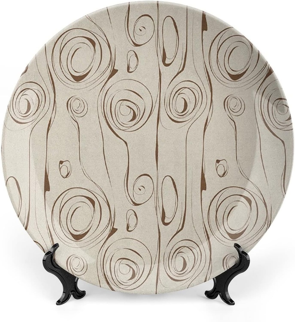 6 Inch Decorative Plate, Contemporary Dinner Plate, Scribble Spirals Vertical Swirl Lines Circles Bizarre Modern Print Ornament Display Plate Handmade Plate Wedding Christmas Thankgiving Gifts