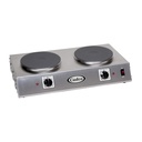 Cadco CDR-2C 21.25" W Double Burner Electric Portable Hot Plate, 120-Volt Infinite Controls, Stainless Steel, 20 lbs, For Commercial Use