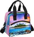 Tropical Island Lunch Bag for Women Men Sea Turtle Reusable Lunch Cooler Box Lunch Tote Thermal Meal Prep Lunch Organizer with Adjustable Shoulder Strap for Adult, Outdoor, Work