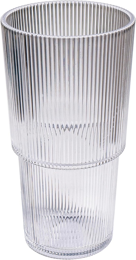 Fine Rib Premium Acrylic Drinkware Indoor/Outdoor, Jumbo Beverage, Clear, 22oz, Set of 6