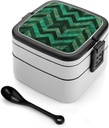 Bento Lunch Box for Women Lunch Containers for Adults With Emerald Green Double Layered Lunchbox Large Capacity Bento Box with Cutlery for Work Picnic Camping Travel, style