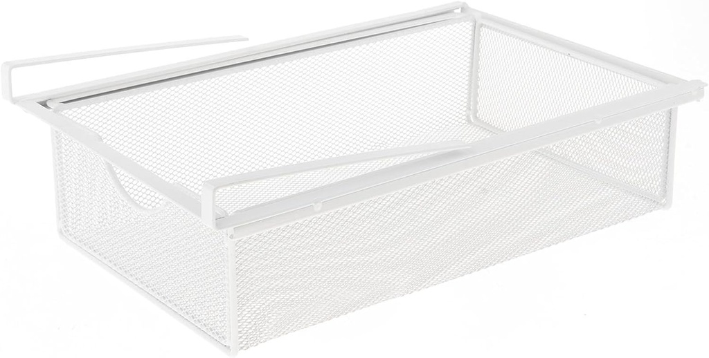 Under Cabinet Hanging Drawer, Mesh Closet Hanging Basket Practical Accessory, Pullout Drawer Storage Rack for Bedroom, White