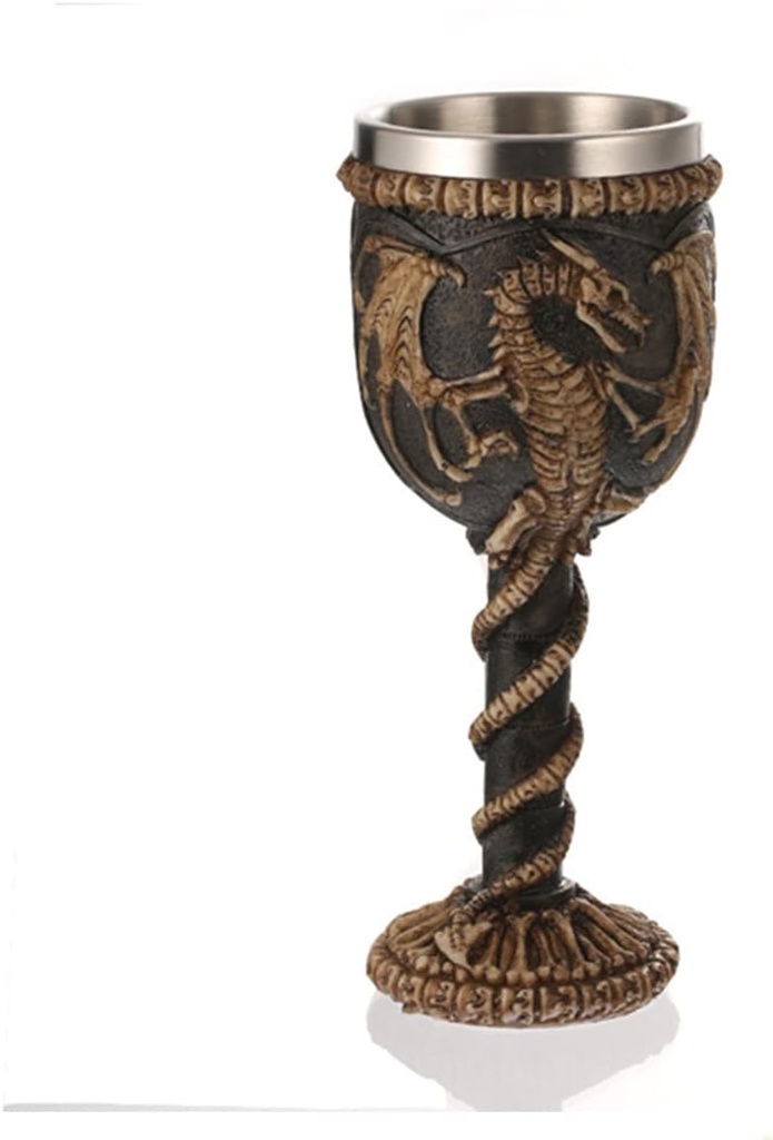 Stainless Steel Medieval Dragon Chalice Goblet, Medieval Skull Dragon Wine Goblet, Dragons Chalice Goblet, Wine Goblet 7 oz for Party Decor Birthday