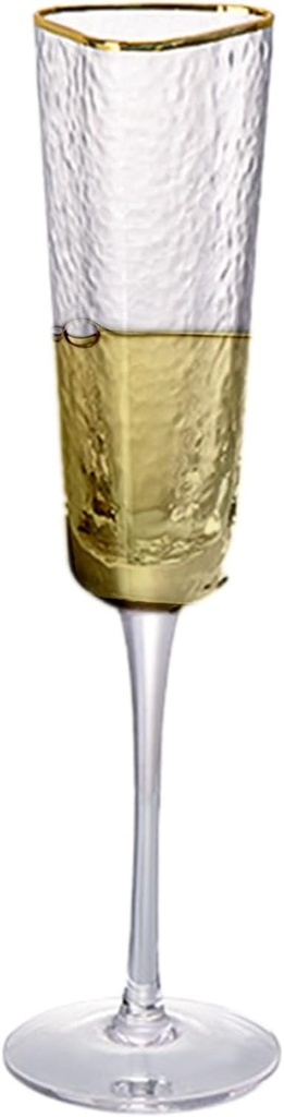 Champagne Flutes, Champagne Glasses, Crystal Coupe Glasses, Hammered Texture With Gold Rim, Wedding/Shower Party Supplies, Elegant Vintage-Inspired Flutes