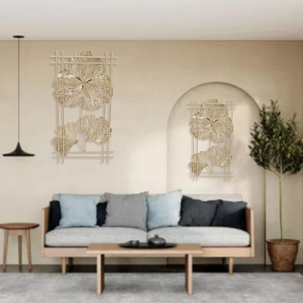 Nordic Style Wall Art Ginkgo Leaf Decoration,Golden Metal Wall Art, Metal Wall Decor for Living Room, Girls Bedroom Decor, Wall Decoration Home Ornaments, Golden Metal Wall Art,Nordic Style Wal