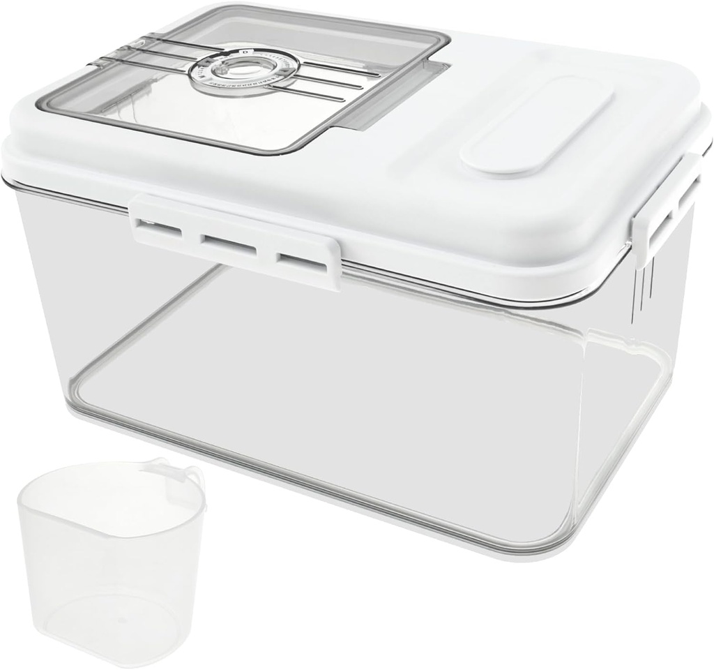 Bread Box, Airtight Bread Storage Container, Time Recording Bread Box with Lid, Bread Keeper for Kitchen Countertop, Bread Container for Homemade Bread, Toast, Bagel, Donut and Cookies (10L)